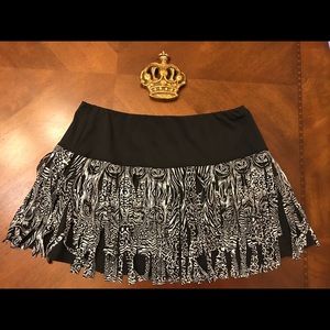 Lucky in Love Animal Print Fringe Tennis Skirt